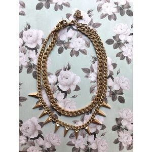 Spike double strand necklace